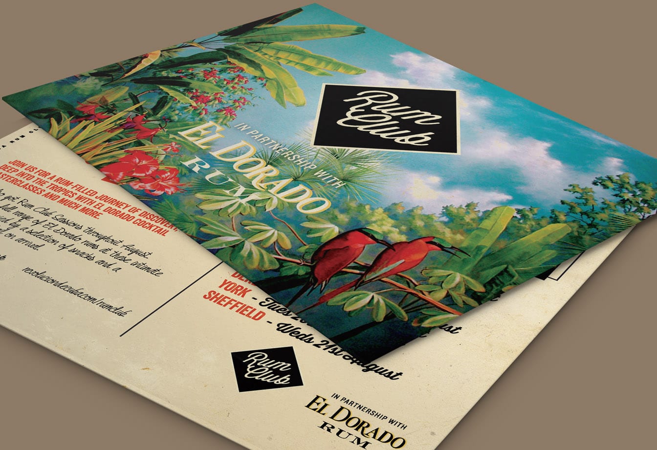 rum club postcard design