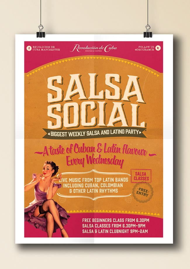 salsa social poster on clips